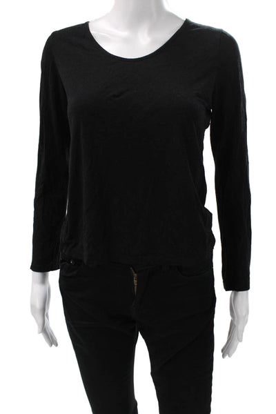 Something Navy Womens Basic Black Long Sleeve T-Shirt Size S