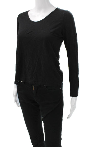 Something Navy Womens Basic Black Long Sleeve T-Shirt Size S