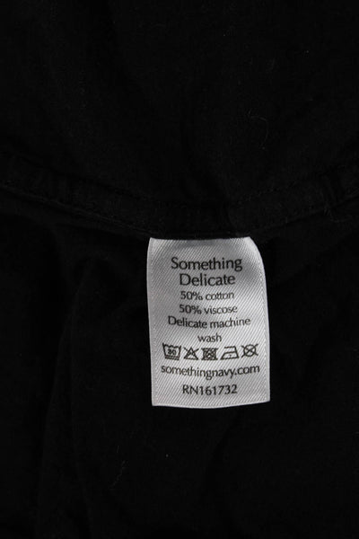 Something Navy Womens Basic Black Long Sleeve T-Shirt Size S