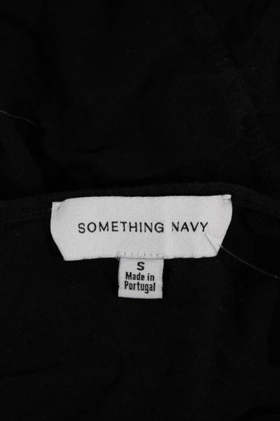 Something Navy Womens Basic Black Long Sleeve T-Shirt Size S
