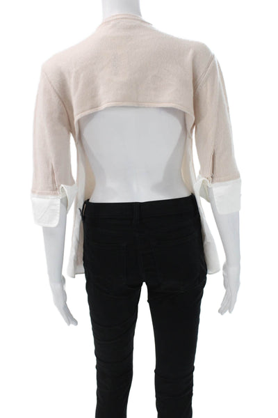 M.I. Five Womens Cashmere Tunic Blouse Beige 3/4 Sleeve Pullover Size S