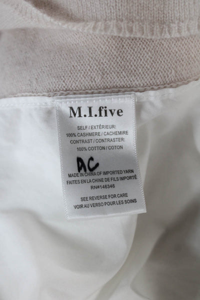 M.I. Five Womens Cashmere Tunic Blouse Beige 3/4 Sleeve Pullover Size S