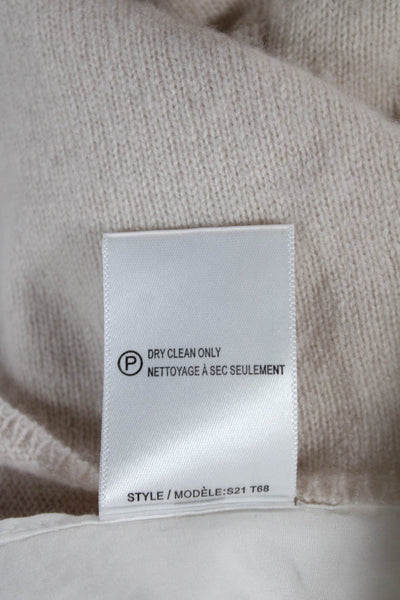 M.I. Five Womens Cashmere Tunic Blouse Beige 3/4 Sleeve Pullover Size S