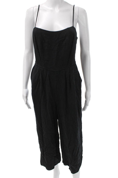 Steve Madden Womens Jumpsuit Black Sleeveless Square Neck Rayon Size M