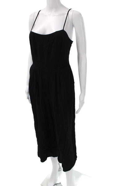 Steve Madden Womens Jumpsuit Black Sleeveless Square Neck Rayon Size M