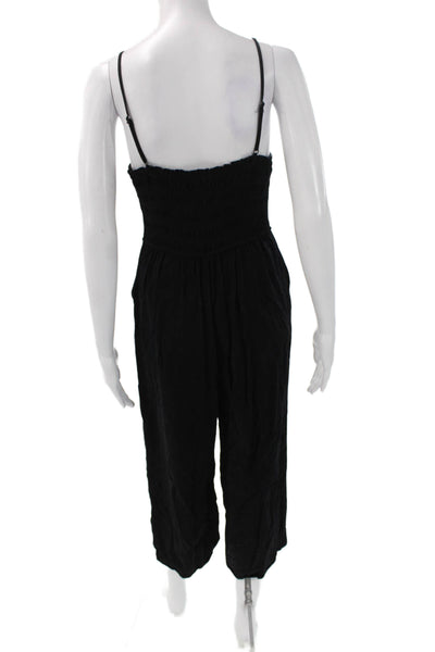 Steve Madden Womens Jumpsuit Black Sleeveless Square Neck Rayon Size M