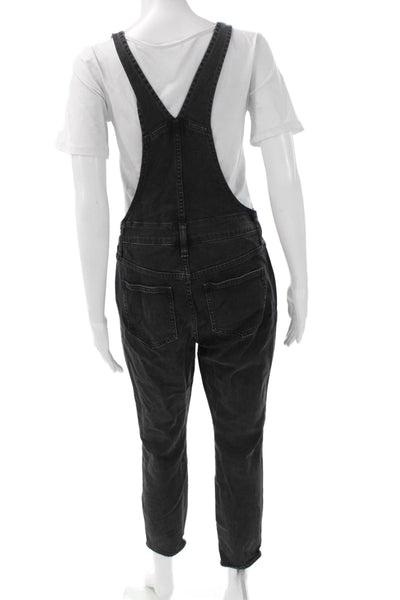 Madewell Women Overall Black Square Neck Buckle Cotton Sleeveless Size M