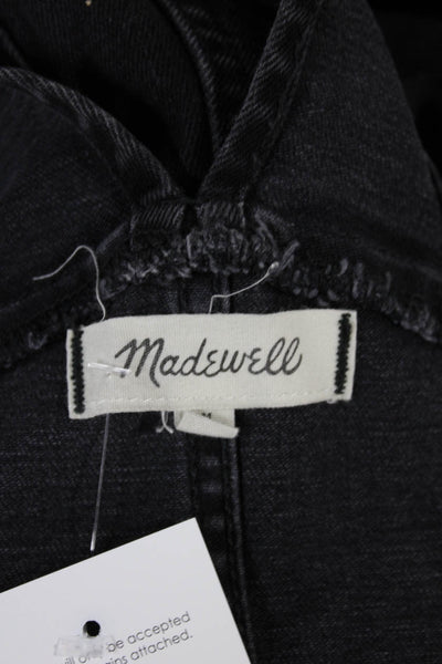 Madewell Women Overall Black Square Neck Buckle Cotton Sleeveless Size M