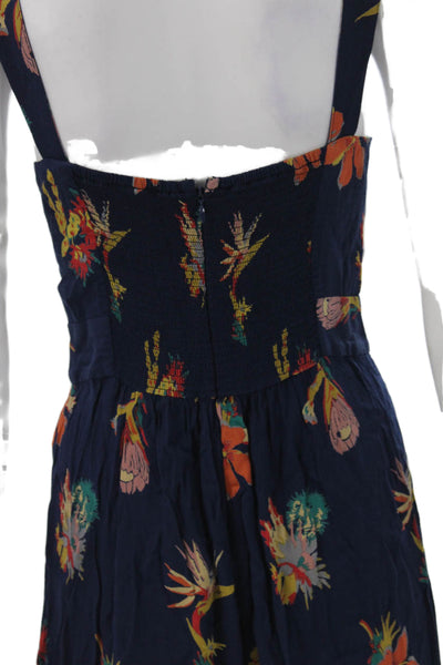 Madewell Women Blue Floral Sweetheart Viscose Sleeveless Zip Jumpsuit Size 6