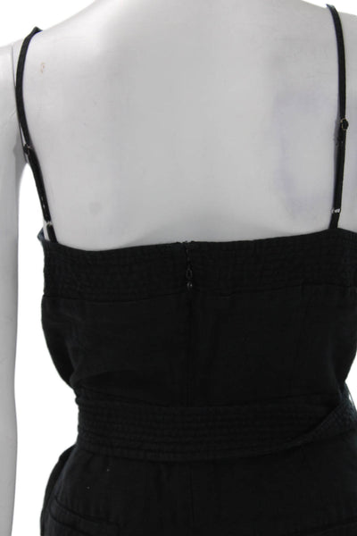 J Crew Women Black Linen Sleeveless Square Neck Jumpsuit Zip Size 8