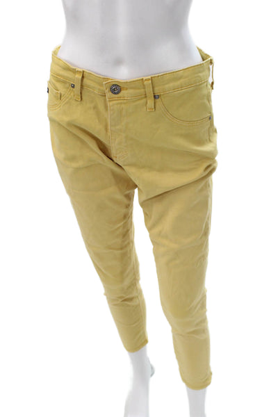 AG Adriano Goldschmied Womens Skinny Jeans Yellow High Rise Petite Size 29