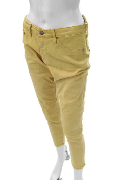 AG Adriano Goldschmied Womens Skinny Jeans Yellow High Rise Petite Size 29
