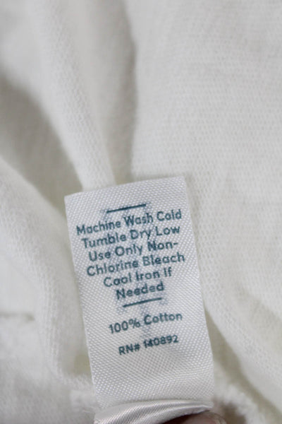 Marine Layer Women Basic Polo Collared Short Sleeve White Cotton Size M