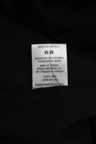 Pleione Women Black V-Neck Long Sleeve Basic Blouse Polyester Size M