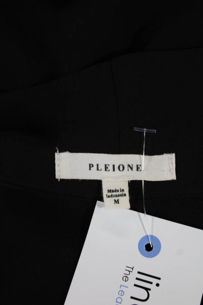 Pleione Women Black V-Neck Long Sleeve Basic Blouse Polyester Size M