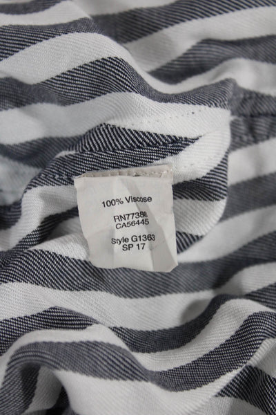 Madewell Womens Collared Striped Viscose Short Sleeve Button-Up Top Size S