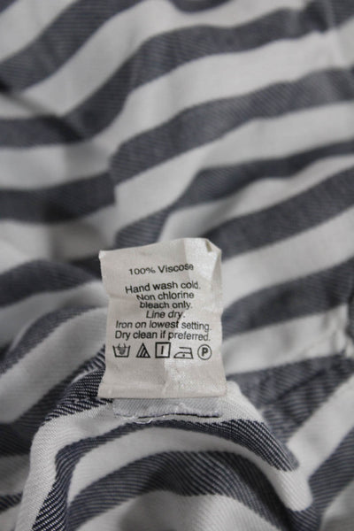 Madewell Womens Collared Striped Viscose Short Sleeve Button-Up Top Size S