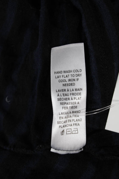 Frame Shirt Womens Black Linen Striped Long Sleeve T-Shirt Size S