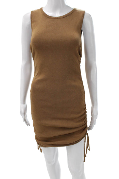 Lioness Women Bodycon Brown Dress Sleeveless Round Neck Knee Length Size M