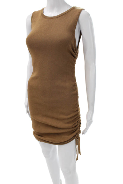 Lioness Women Bodycon Brown Dress Sleeveless Round Neck Knee Length Size M