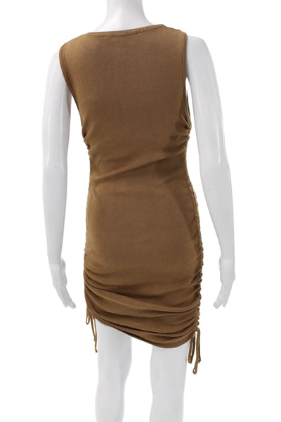 Lioness Women Bodycon Brown Dress Sleeveless Round Neck Knee Length Size M