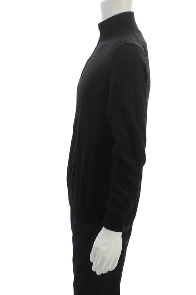 Neiman Marcus Mens Cashmere Mock Neck Pullover Sweater Black Long Sleeve Size L