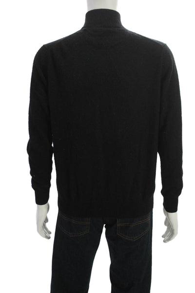 Neiman Marcus Mens Cashmere Mock Neck Pullover Sweater Black Long Sleeve Size L