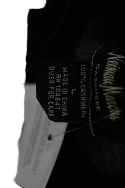 Neiman Marcus Mens Cashmere Mock Neck Pullover Sweater Black Long Sleeve Size L