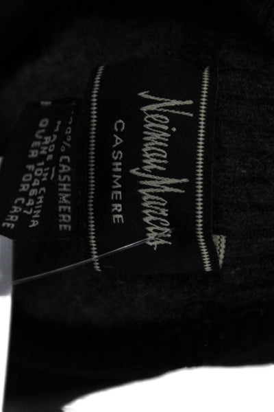 Neiman Marcus Mens Cashmere Mock Neck Pullover Sweater Black Long Sleeve Size L