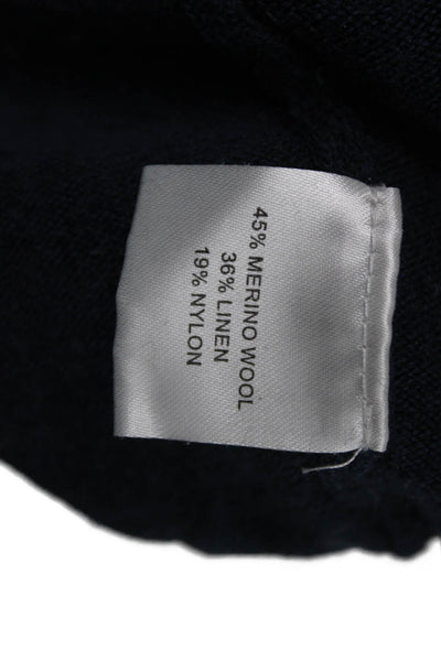 Peter Millar Mens Pullover Sweater Blue Merino Mock Neck Long Sleeve Size L