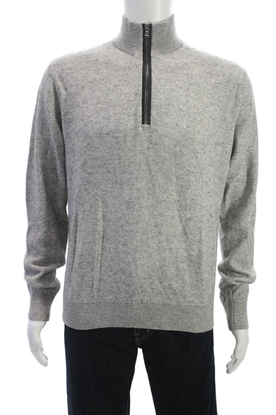 Michael Kors Mens Pullover Mock Neck Wool Sweater Gray Long Sleeve Size L