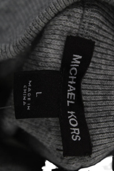 Michael Kors Mens Pullover Mock Neck Wool Sweater Gray Long Sleeve Size L