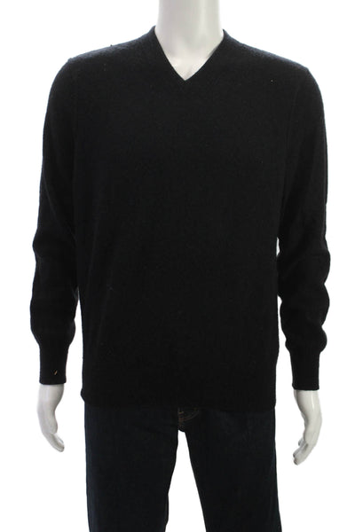 Vince Mens Cashmere V Neck Pullover Sweater Black Long Sleeve Size XL