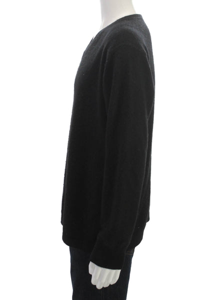SCP Mens Pullover Sweater Black V-Neck 100% Cashmere Long Sleeve Size L