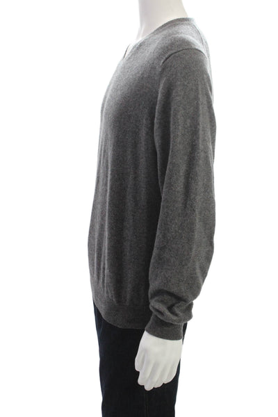 Neiman Marcus Mens Gray 100% Cashmere V-Neck Pullover Long Sleeve Size L