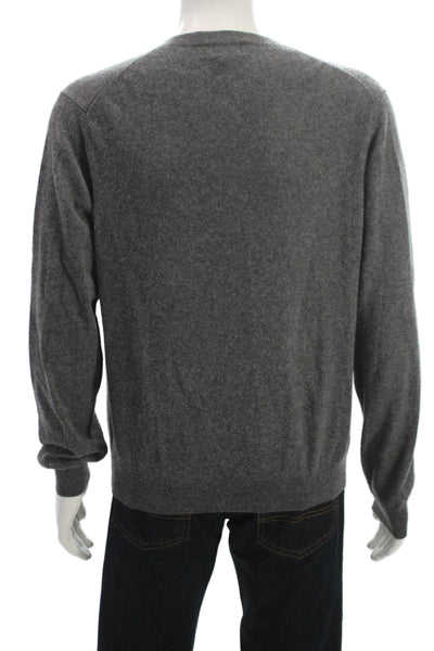 Neiman Marcus Mens Gray 100% Cashmere V-Neck Pullover Long Sleeve Size L