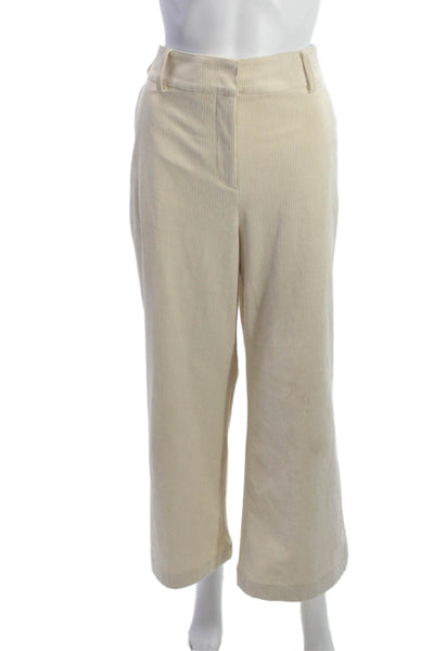 Tuckernuck Womens Cropped Pants Ivory Polyester Zip Inseam 28 Size 12