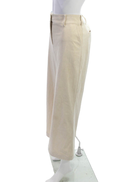 Tuckernuck Womens Cropped Pants Ivory Polyester Zip Inseam 28 Size 12