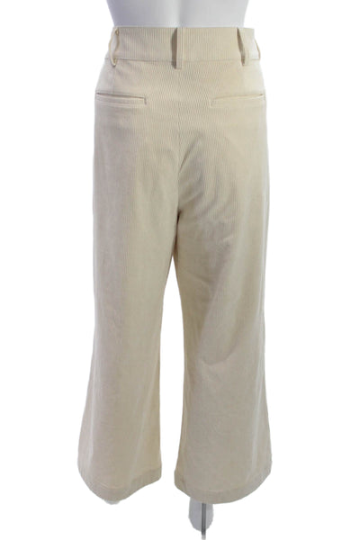 Tuckernuck Womens Cropped Pants Ivory Polyester Zip Inseam 28 Size 12