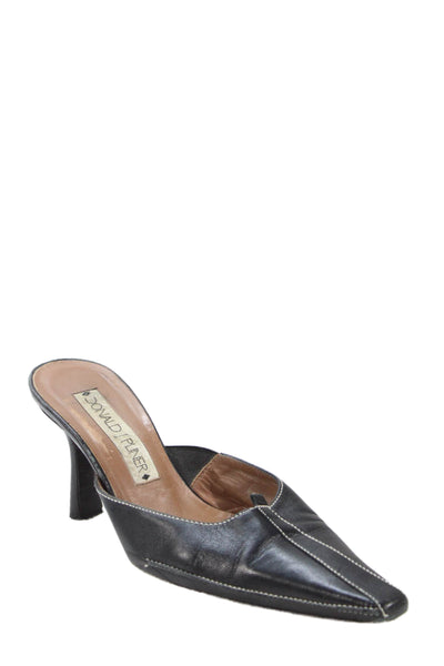 Donald J Pliner Womens Leather Pointed Toe Heels Mules Shoes Black Sz 7.5M