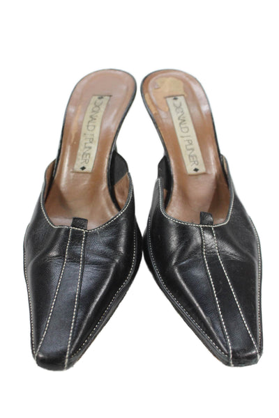 Donald J Pliner Womens Leather Pointed Toe Heels Mules Shoes Black Sz 7.5M