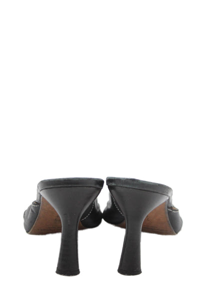 Donald J Pliner Womens Leather Pointed Toe Heels Mules Shoes Black Sz 7.5M