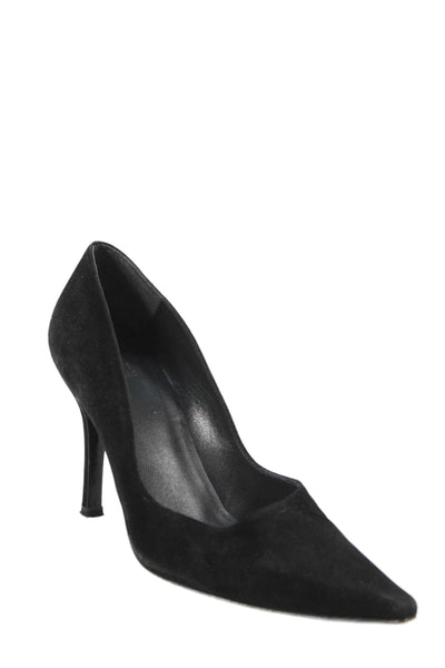 Stuart Weitzman Womens Suede Pointed Toe High Heels Shoes Black Size 8M