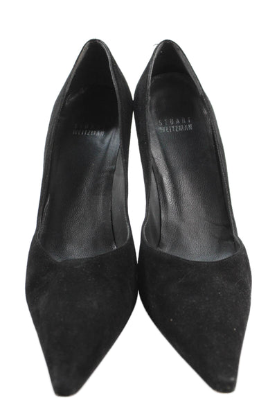 Stuart Weitzman Womens Suede Pointed Toe High Heels Shoes Black Size 8M