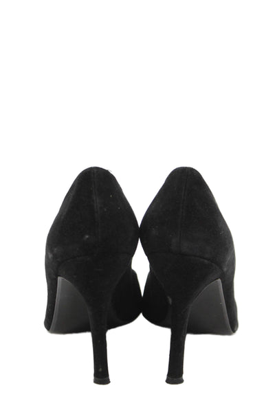 Stuart Weitzman Womens Suede Pointed Toe High Heels Shoes Black Size 8M