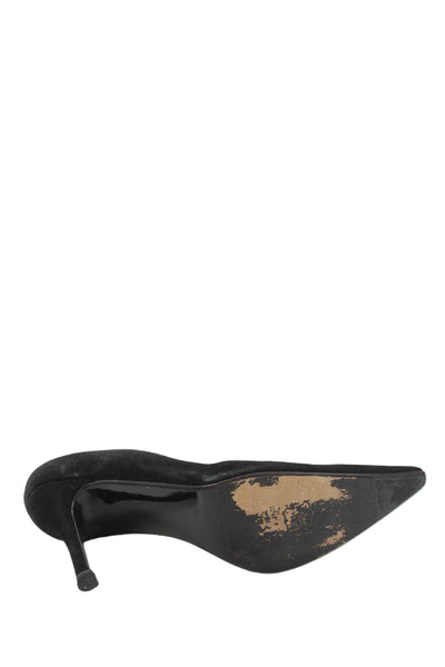 Stuart Weitzman Womens Suede Pointed Toe High Heels Shoes Black Size 8M