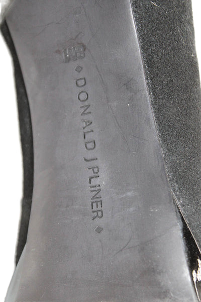 Donald J Pliner Womens Suede Peep Toe High Heels Pump Shoes Black Size 8M