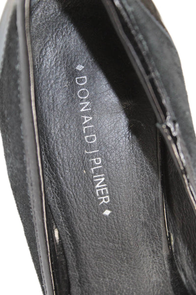 Donald J Pliner Womens Suede Peep Toe High Heels Pump Shoes Black Size 8M