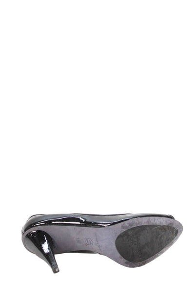 Donald J Pliner Womens Shiny Leather Peep Toe Pumps Shoes Black Size 7.5M