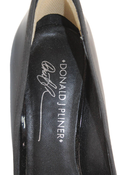 Donald J Pliner Womens Shiny Leather Peep Toe Pumps Shoes Black Size 7.5M